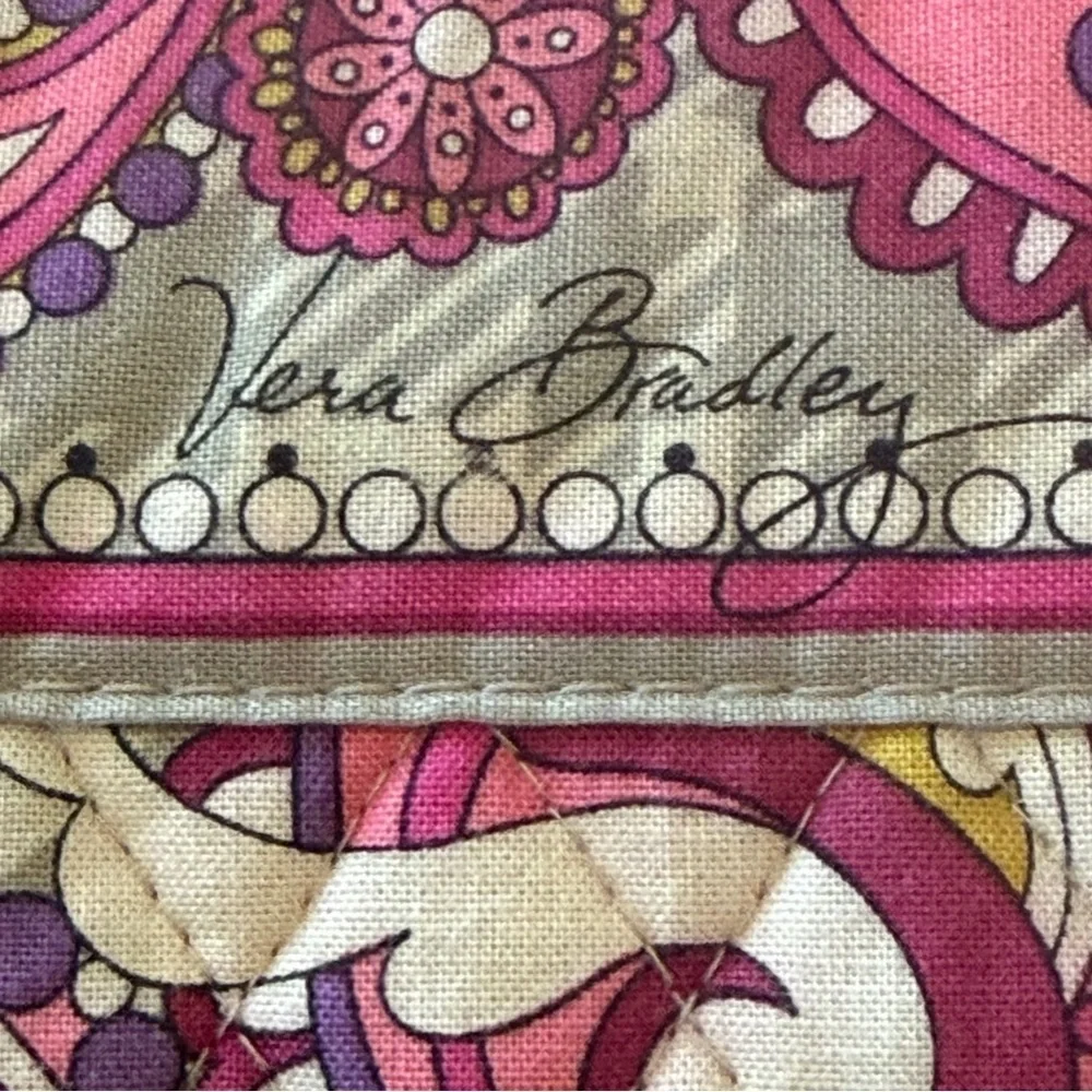 Vera Bradley Pink Paisley Meets Plaid Makeup Bag Hanging Travel Handle Quilted